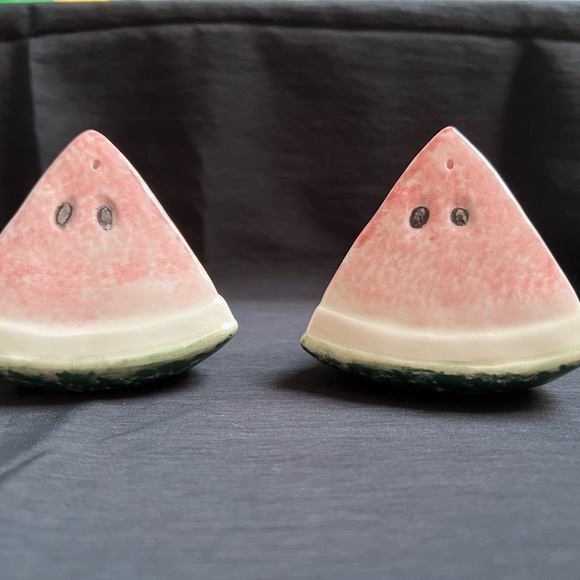 Vintage Ceramic Watermelon Slices Salt and Pepper Shakers - Picture 2 of 5